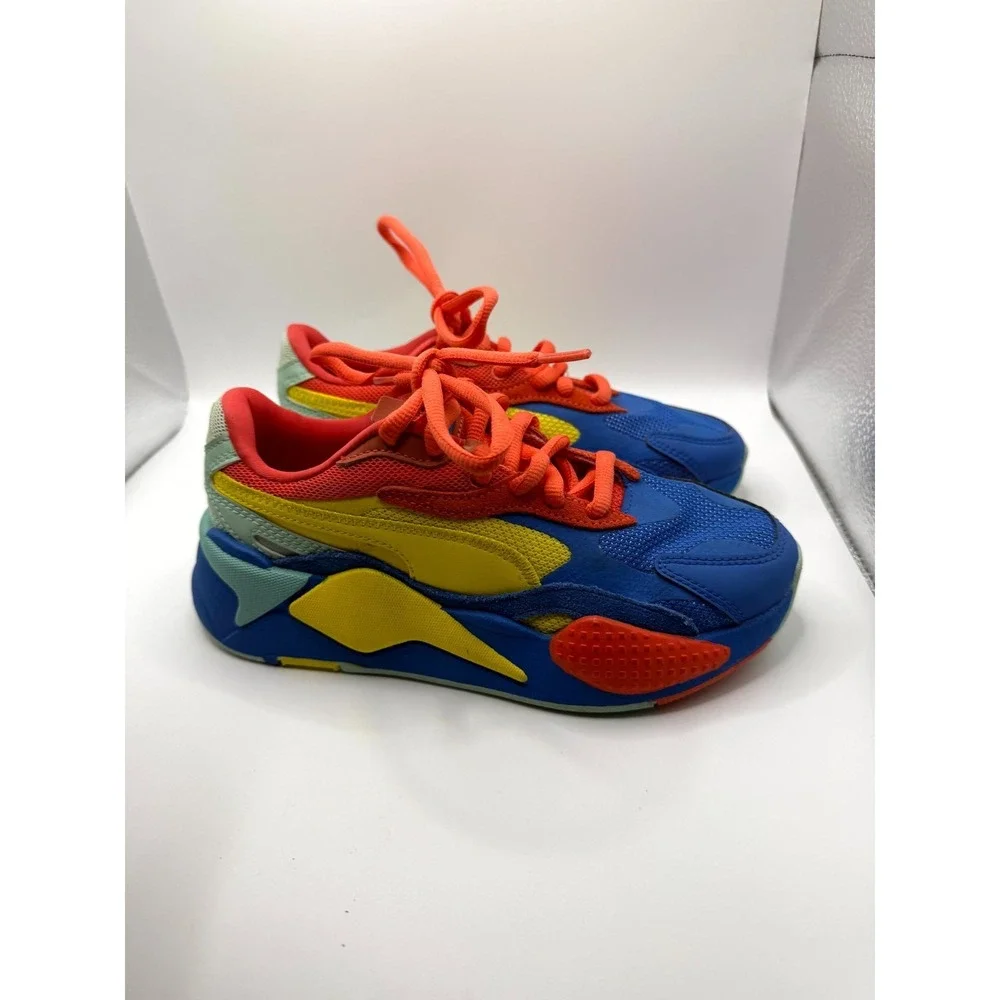 Puma RS-X3 372357-10 Kids 4 Sneakers Palace Blue Meadowlark Puzzle Running Shoes